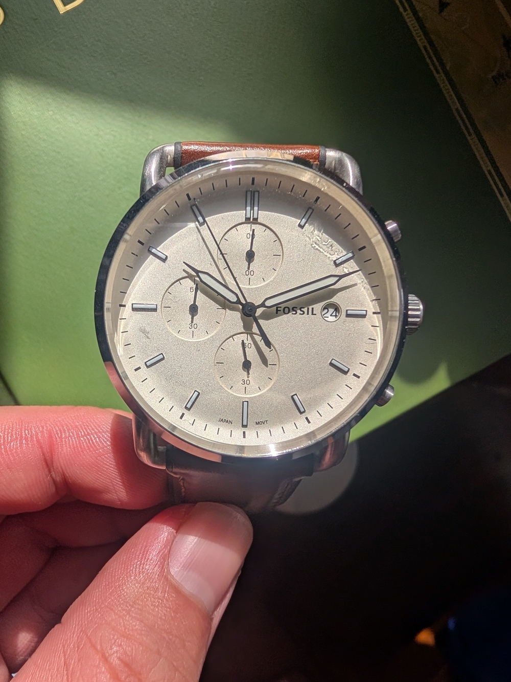 42MM White Dial, Brown Leather Watch